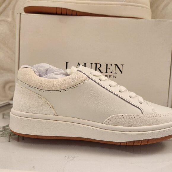 Ralph Lauren White Leather/Suede Sneakers. "Haley". Size 5.5. NIB. - Picture 1 of 9